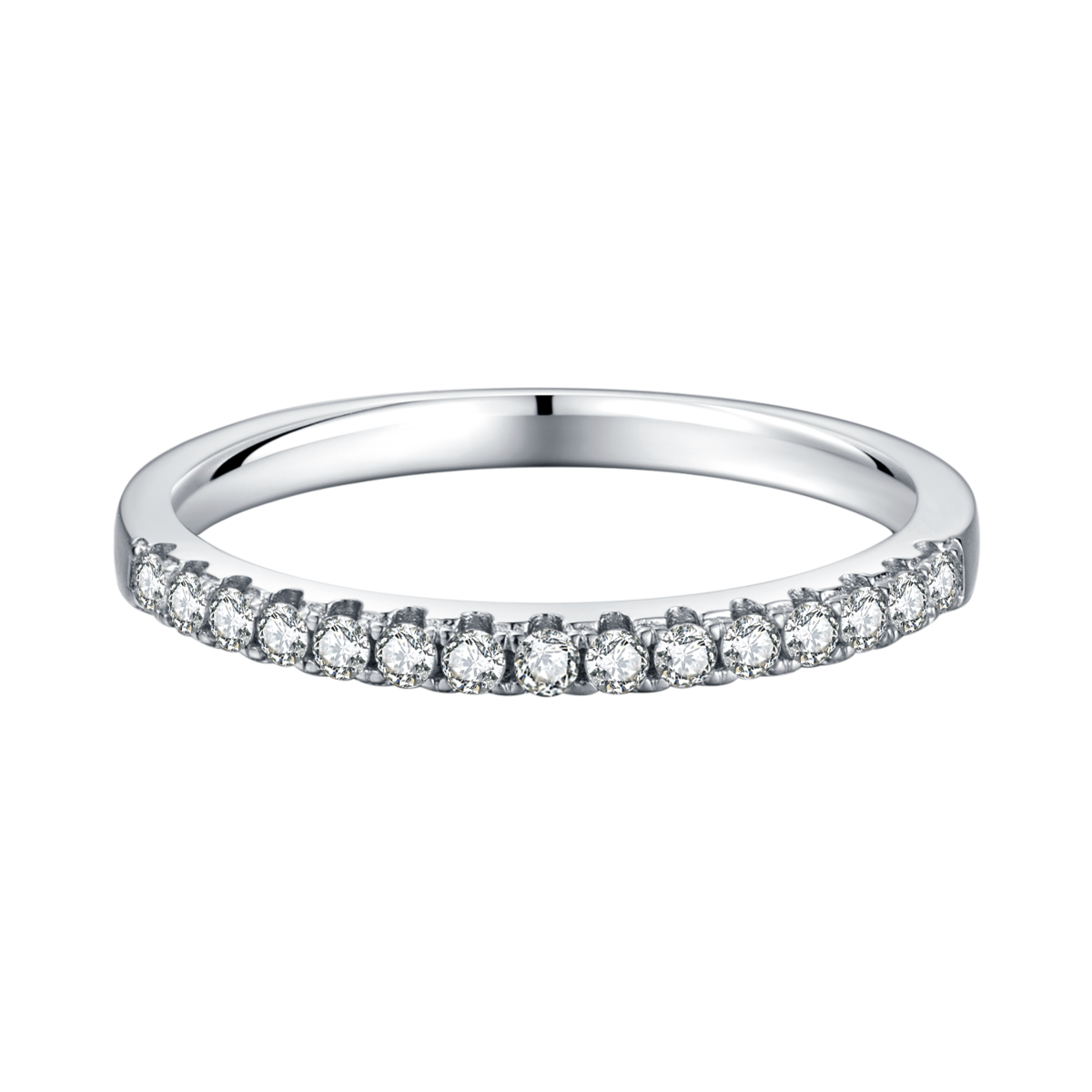 Straight lined ring guard S925 silver plated platinum Moissanite 33 points D-grade